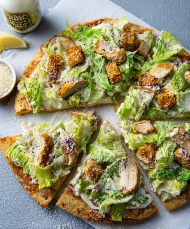 Viral Chicken Crust Caesar Salad Pizza