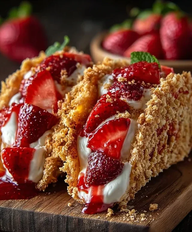 Strawberry Crunch Cheesecake Tacos