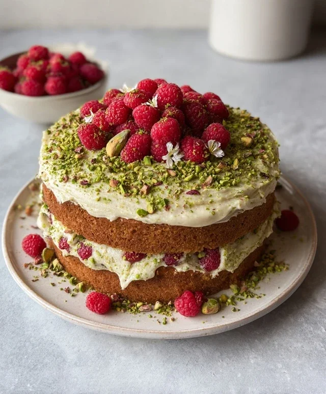 Pistachio Raspberry Cake