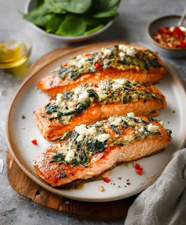 Stuffed Salmon With Spinach & Feta (30 minutes!)