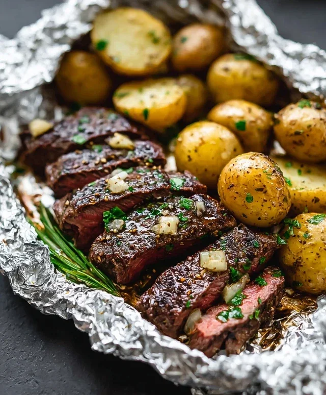 Garlic Steak & Potato Foil Packs