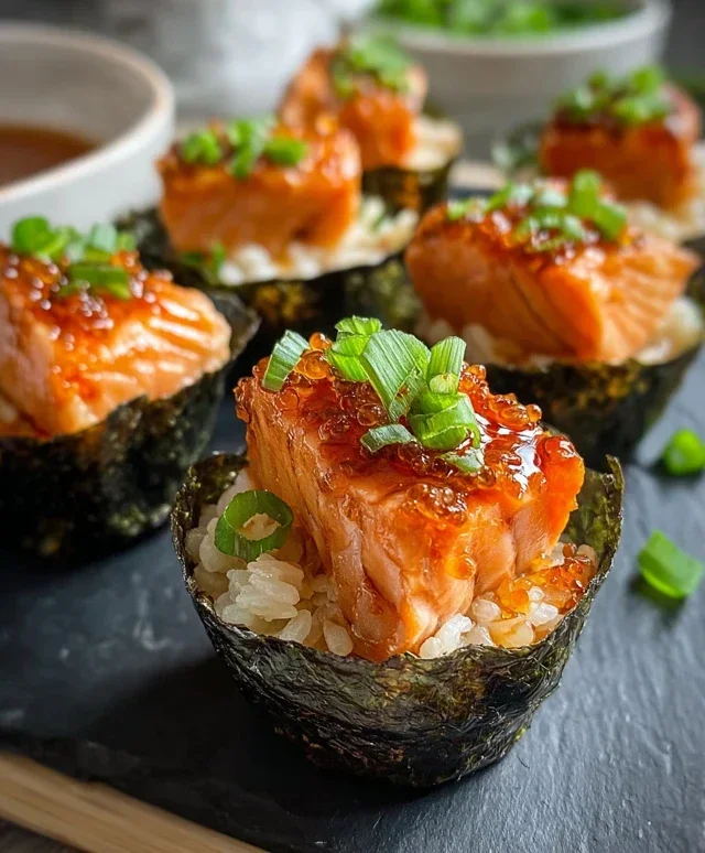 Spicy Salmon Sushi Cups