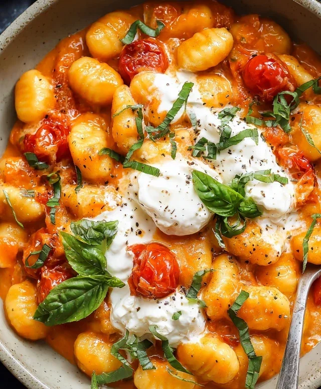 30 Minute Creamy Tomato Gnocchi with Burrata