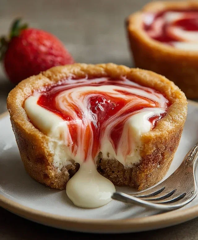 Strawberry Swirl Cheesecake Cookie Cups