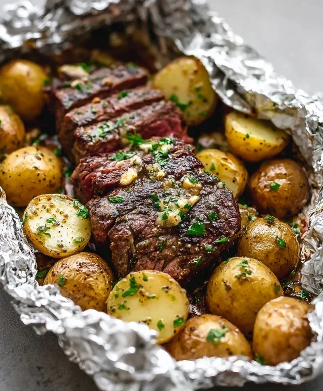 Garlic Steak & Potato Foil Packs