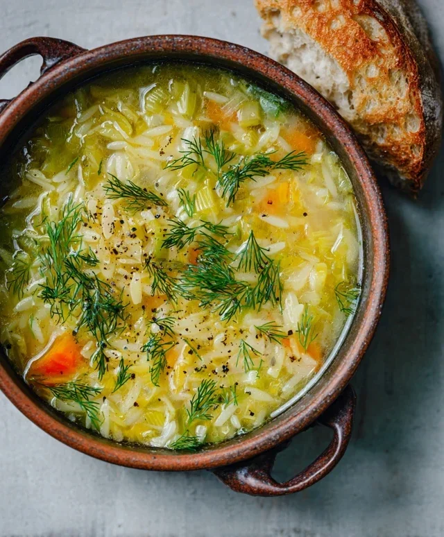 Orzo Leek and Dill Soup