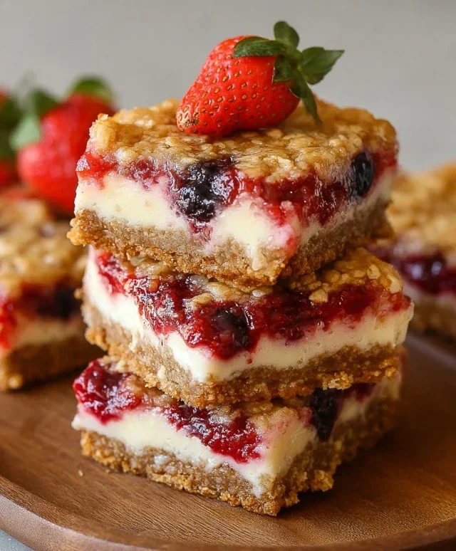 Berry Oatmeal Cheesecake Bars