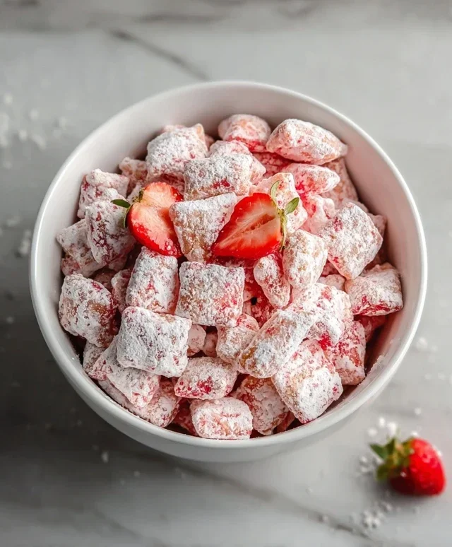 Easy Strawberry Shortcake Puppy Chow