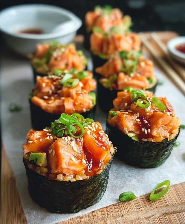 Spicy Salmon Sushi Cups