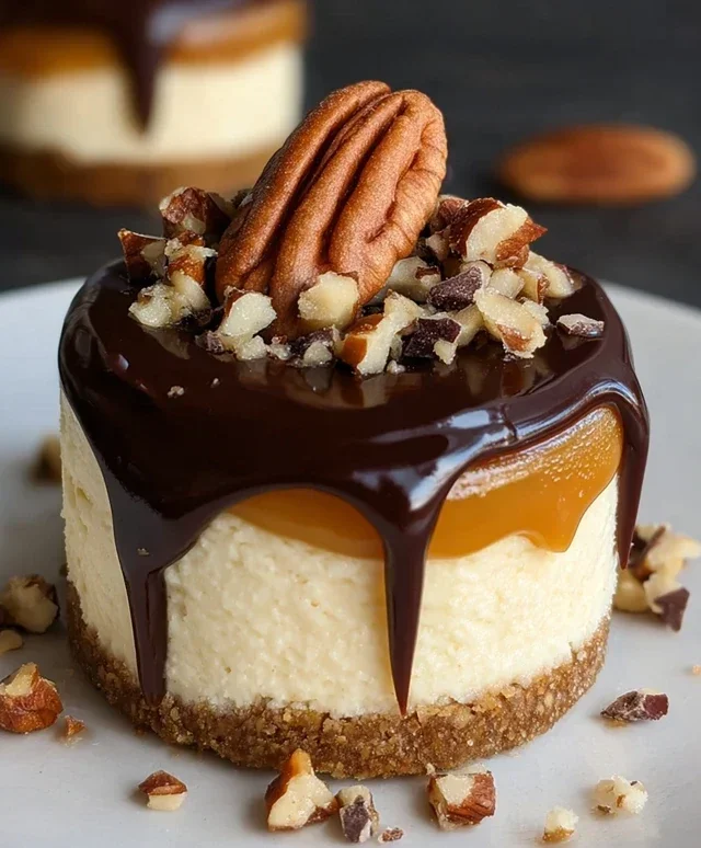 No Bake Turtle Mini Cheesecakes