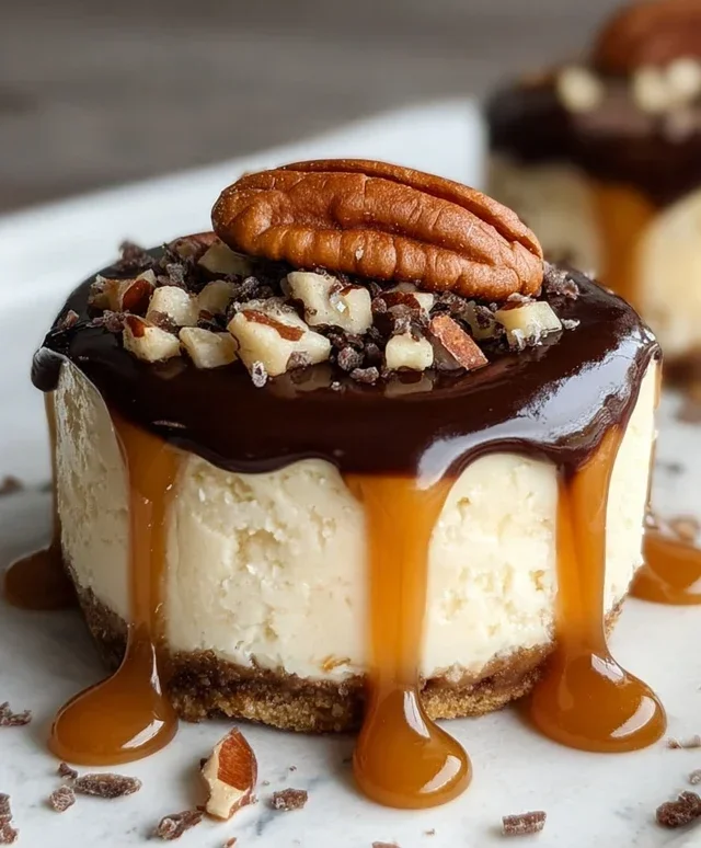 No Bake Turtle Mini Cheesecakes