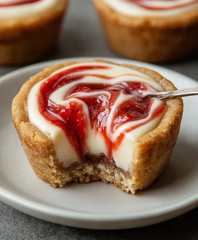 Strawberry Swirl Cheesecake Cookie Cups