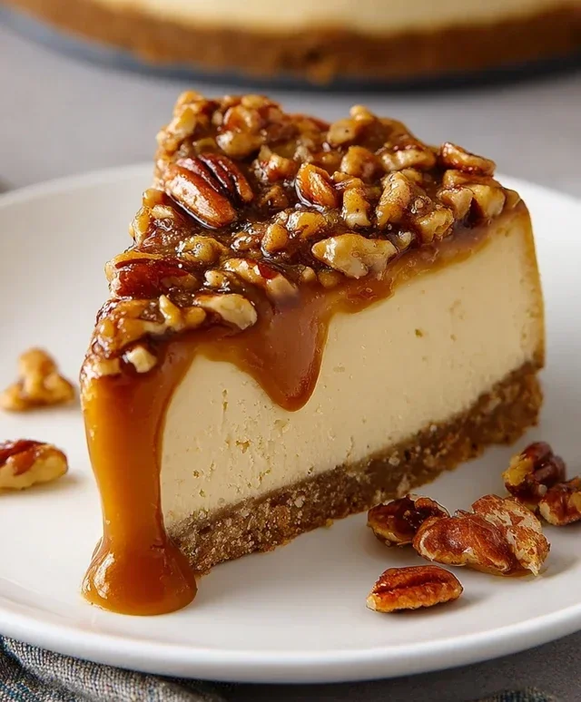 Vegan Caramel Pecan Cheesecake