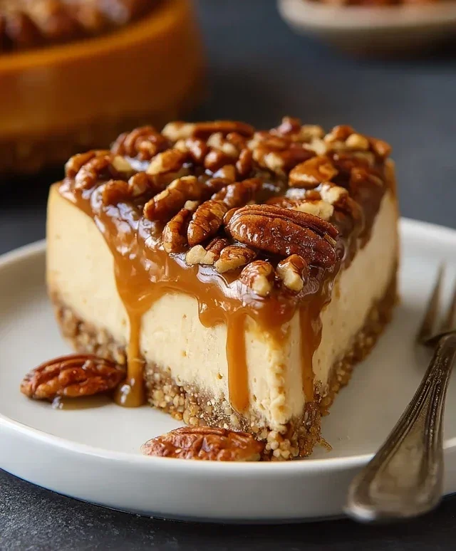 Vegan Caramel Pecan Cheesecake