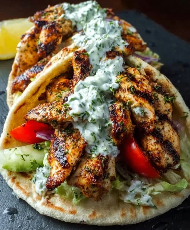 Greek Chicken Gyros with Lemon-Herb Marinade and Tzatziki