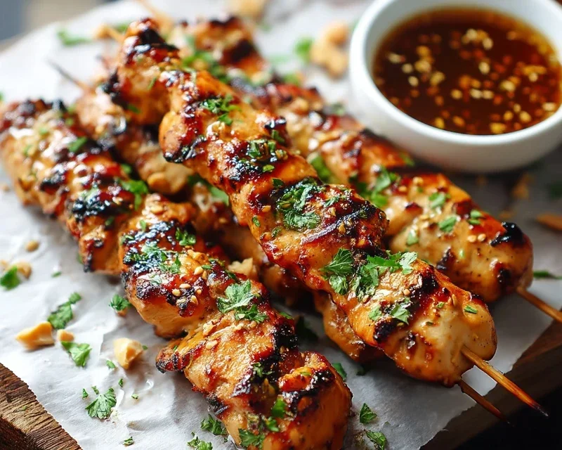 Easy Grilled Asian Chicken Skewers with Honey Garlic Sauce