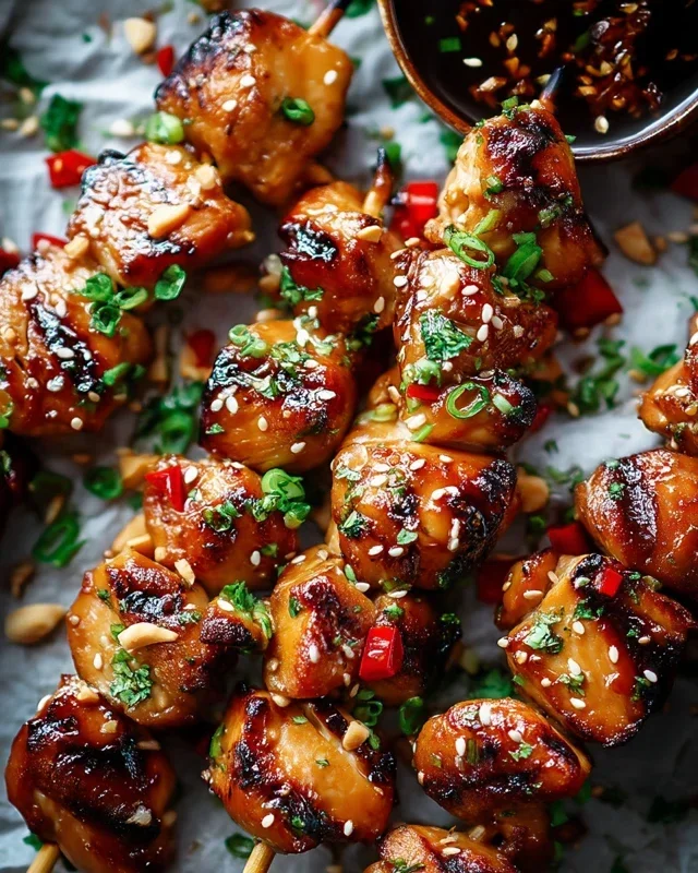 Easy Grilled Asian Chicken Skewers with Honey Garlic Sauce