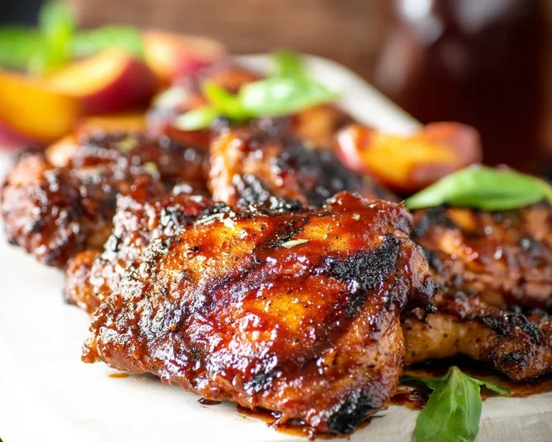 Grilled Bourbon Extract Extract Peach BBQ Chicken