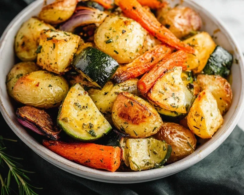 Garlic Herb Roasted Potatoes Carrots and Zucchini