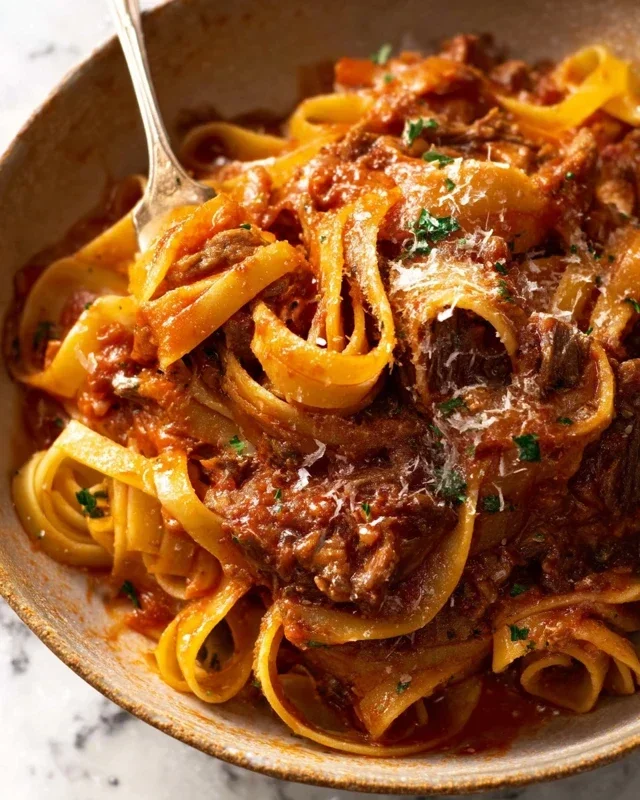 Beef Pasta in Tomato Sauce {Beef Ragu Pasta}