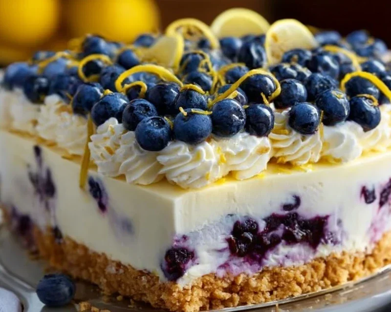 No-Bake Lemon dazzling Blueberry cream Cake