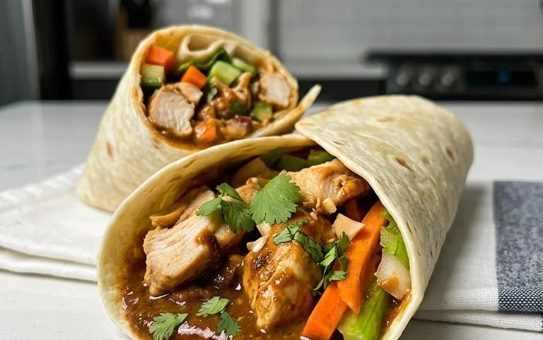 Thai Peanut Chicken Wraps