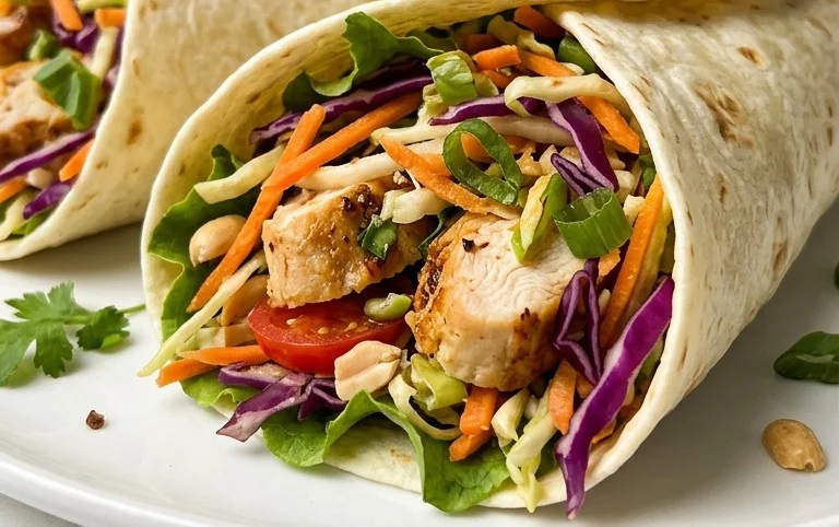 Thai Chicken Wrap with Crunchy Asian Slaw