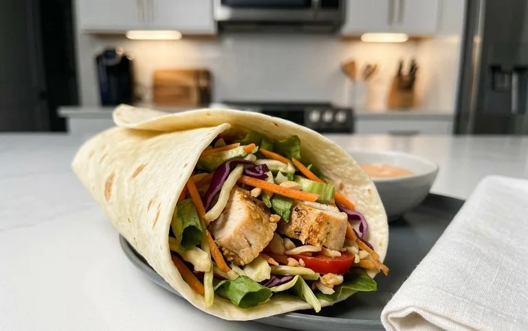 Thai Chicken Wrap with Crunchy Asian Slaw