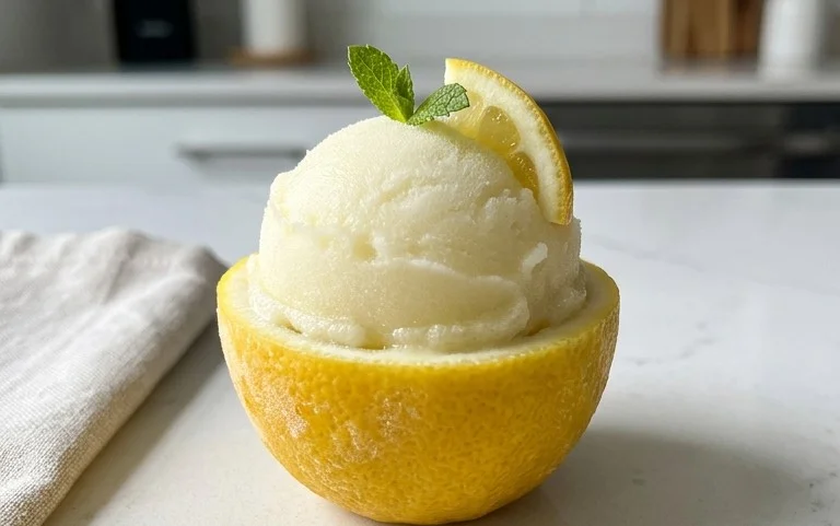 Sorbetto di Limone Dressed Up in a Frozen Lemon Shell