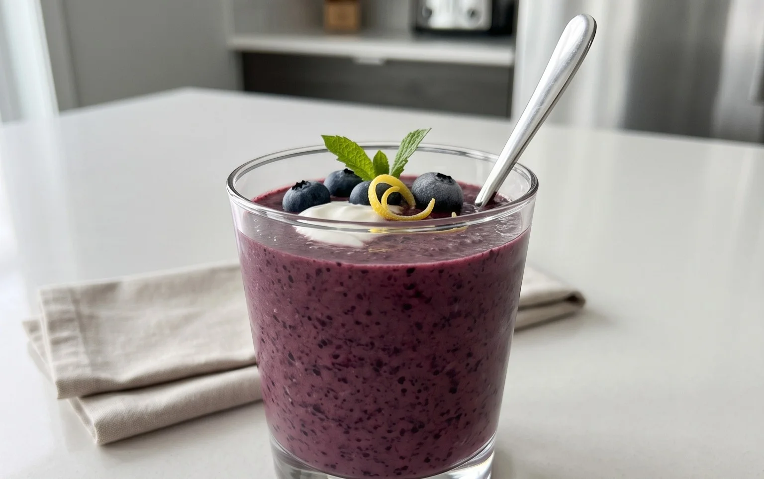 Blueberry Avocado Smoothie With Lemon & Yogurt