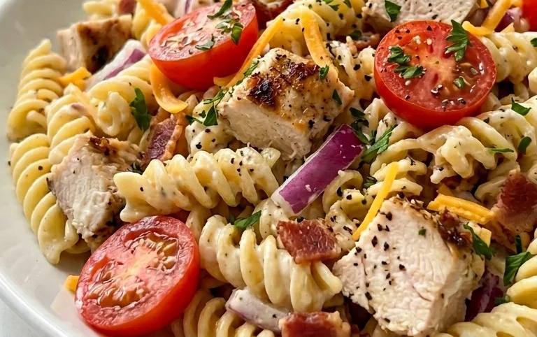 Chicken Beef Bacon Ranch Pasta Salad