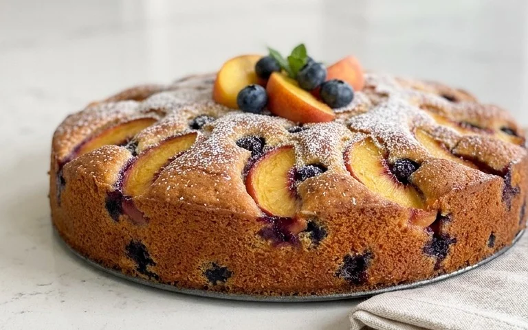 Peach and Blueberry Greek Yogurt Cake