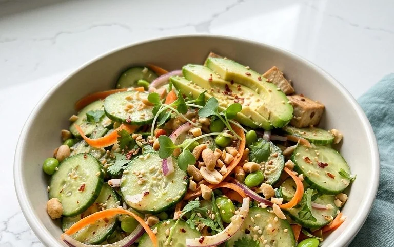 Creamy Asian Cucumber Salad Bowl