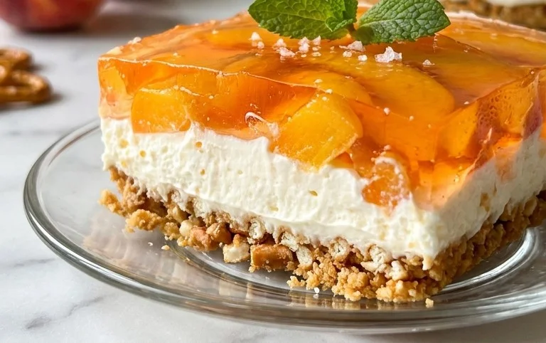 Peach Pretzel Salad Dessert