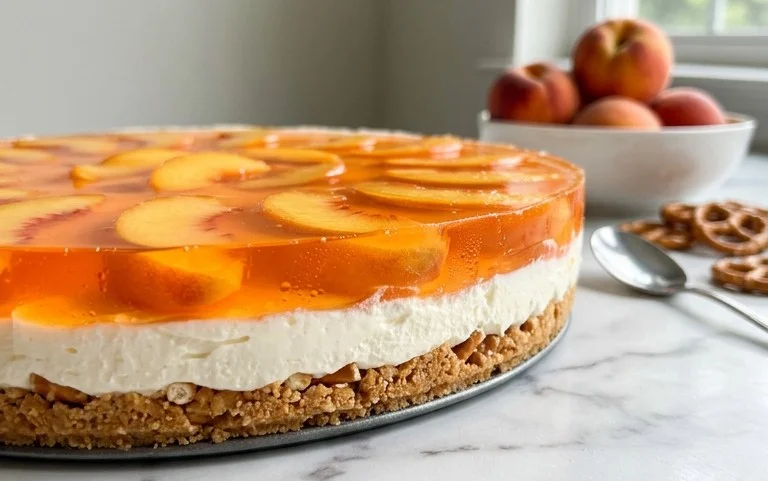 Peach Pretzel Salad Dessert