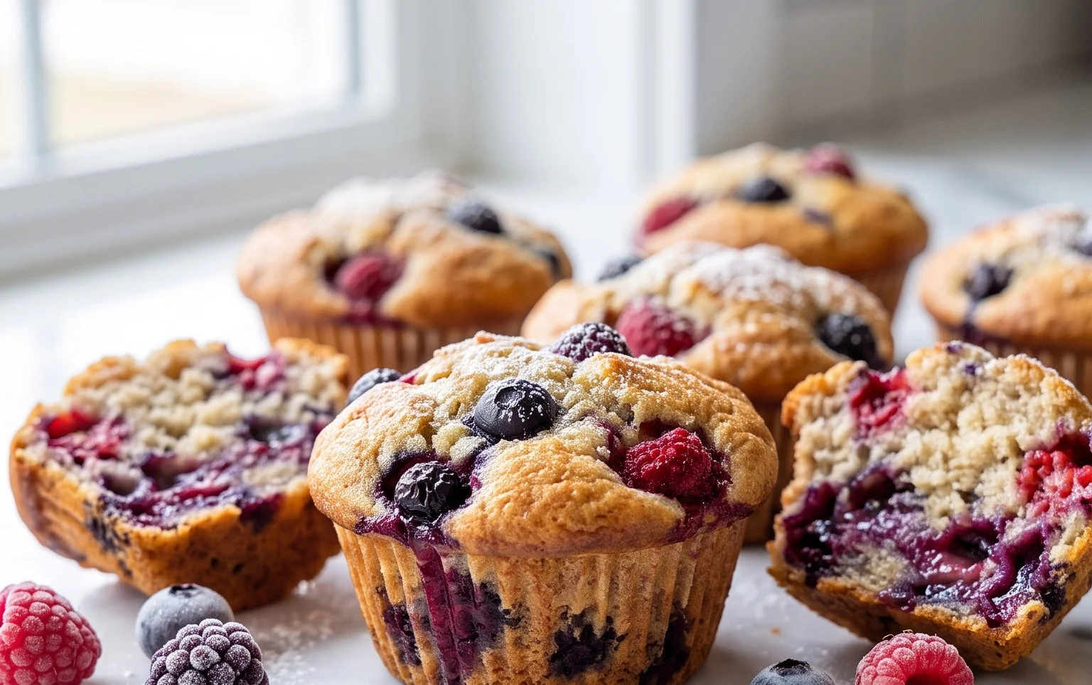 Bakery Style Mixed Berry Muffins | with Frozen Berries