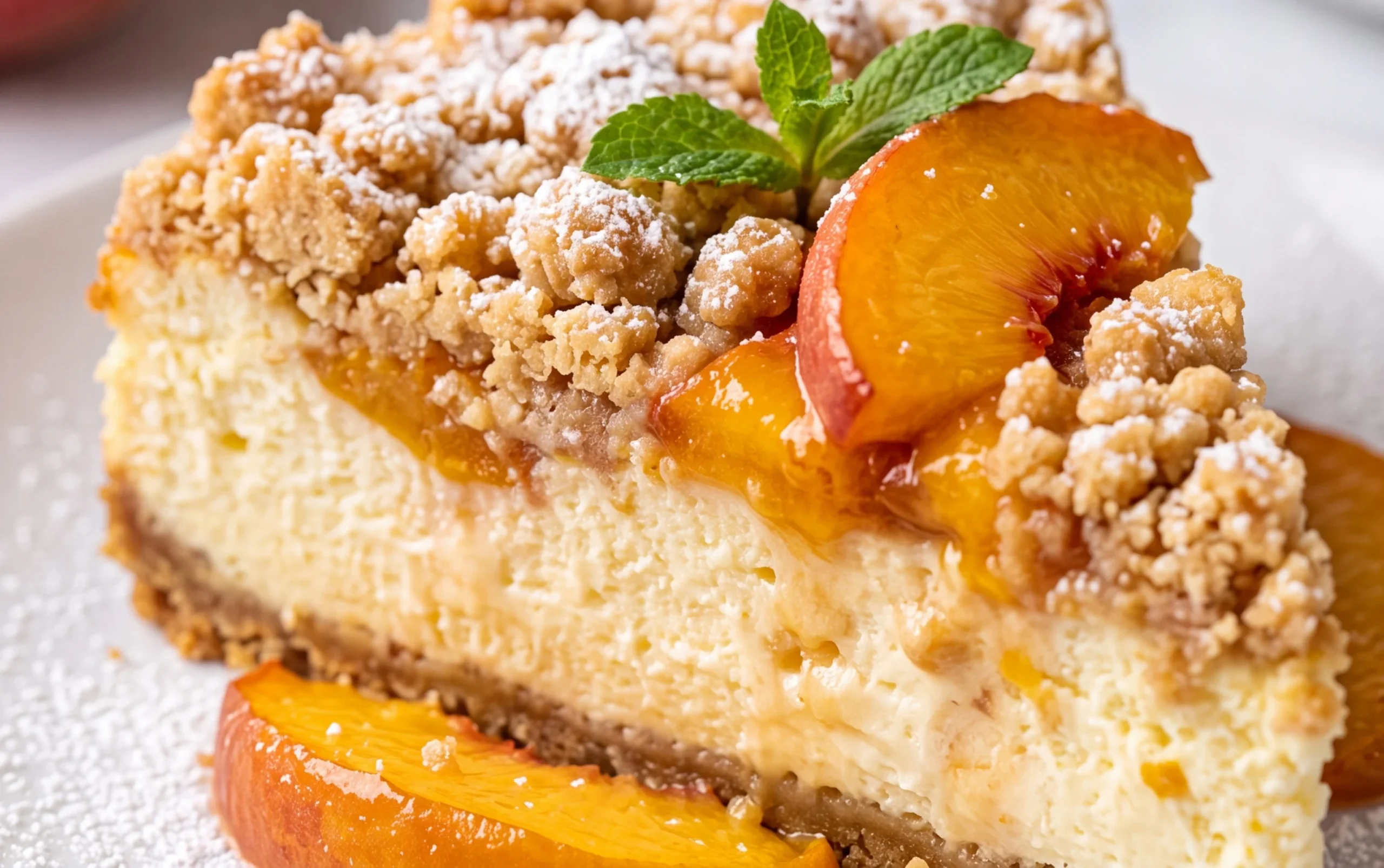 Peach Cream Cheese Cake with Streusel Topping