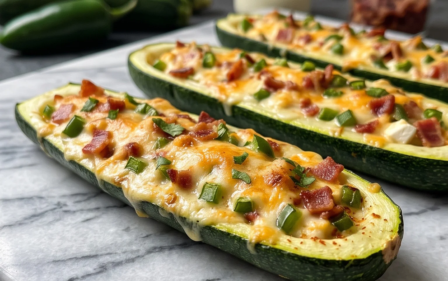 Jalapeno Popper Zucchini Boats
