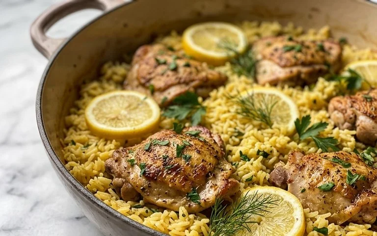 Greek Chicken and Lemon Rice (30 Minutes, One-Pot)