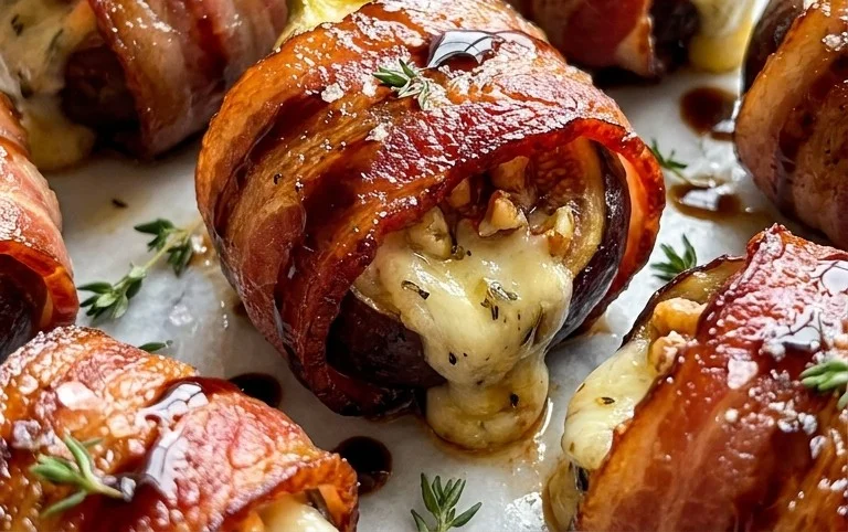 Beef Bacon Wrapped Stuffed Figs