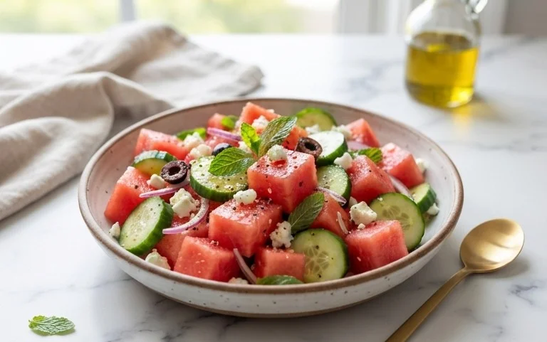 Watermelon Salad with Cucumber and Feta