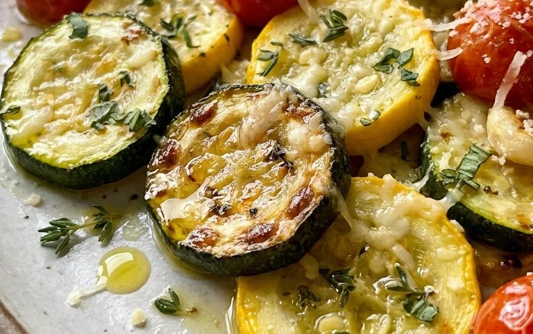 Roasted Garlic-Parmesan Zucchini, Squash and Tomatoes