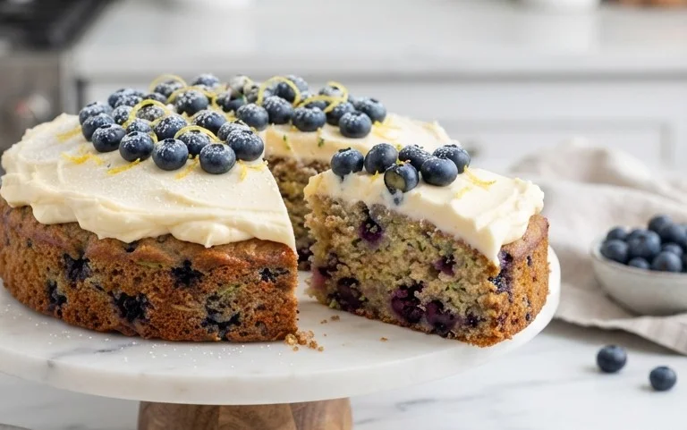 Blueberry Zucchini Cake with Lemon Buttercream