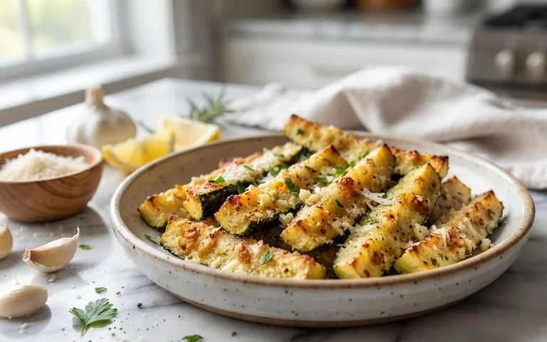 Irresistibly Crunchy Garlic Parmesan Roasted Zucchini
