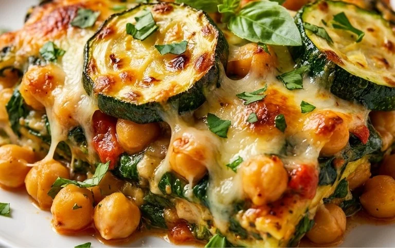 Spinach Zucchini Chickpea Bake