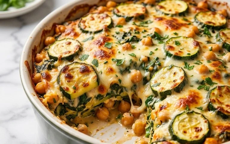 Spinach Zucchini Chickpea Bake